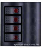 Water Resistant Marine Switch Panel Circuit Breaker with Red LED 4 Gang
