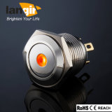 Ls16 Waterproof Flat Nickel Plated Brass DOT Momentary Pushbutton Switch with Orange LED