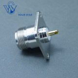 RF Coaxial Female Jack 25.4mm Sq Flange N Connector with Solder Cup