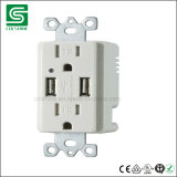 Us Duplex Receptacle with Twin USB Charger Ports with Tr