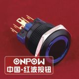 Onpow 22mm Black Aluminium Ring Illuminated Push Button Switch (GQ22-11E/A) (Dia. 22mm) (CE, CCC, RoHS, REECH)