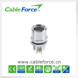 M8 8pin Female Rear Fastened Connector with PCB Contacts for Industrial Automation
