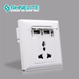 UK Standard 13A 1 Gang Multi-Function Socket with Double USB