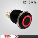 Ce RoHS 19mm Momentary Latching 12V Red LED Push Button Switch