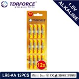 Alkaline Dry Battery with Ce Approved for Toy 12PCS Blister Card (LR6-AA Size)
