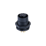 M12 8pin Female PCB Contacts Front Panel Mounting Connector with Plastic Screw