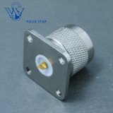 Male Plug 25.4mm Sq Flange RF Coaxial N Connector with 0.25-3mm Tab Pin