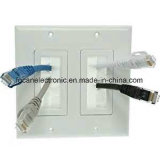Double Gang White Brush Wall Plate for Cable Management