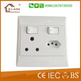 2gang 16A Switched Socket + Euro Socket