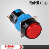 Ce RoHS TUV 16mm Flat Round Head, Red LED Light, Momentary (reset) Push Button Switch