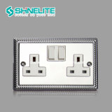 Stainless Steel 13A 2 Gang Switch Socket Single Pole