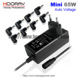 Mini 65W Universal Laptop Adapter Automatic Notebook Switching Power Adaptor with 3 Pins Travelling AC DC Laptop Charger DC Adapter