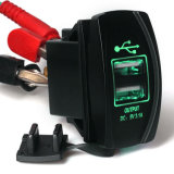 12V 24V 3.1A Motorcycle Car Dual USB Power Supply Charger Port Socket Green LED
