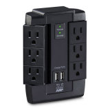 Surge Protector 6-AC Outlet Swivel with 2 USB Charging Ports