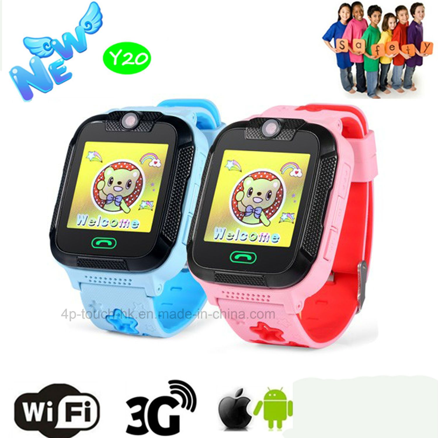 3G Kids GPS Tracker Watch with GPS+Lbs+Agps+WiFi Y20 GPS Tracking