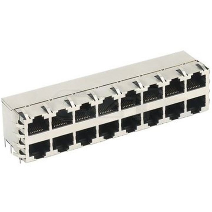 2X8 Multiport Stacked RJ45 Female Connector