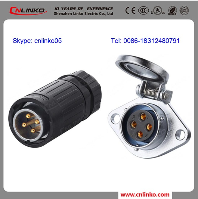 Watertight Used in Harsh Environment AC DC Power Adapter 4 Pin Connector