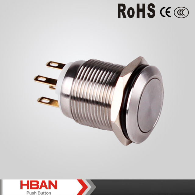 19mm Flat Waterproof Latching or Momentary Switch Pin Terminal