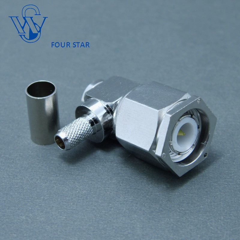 Male Plug Right Angle Crimp RF TNC Connector for LMR240 Cable