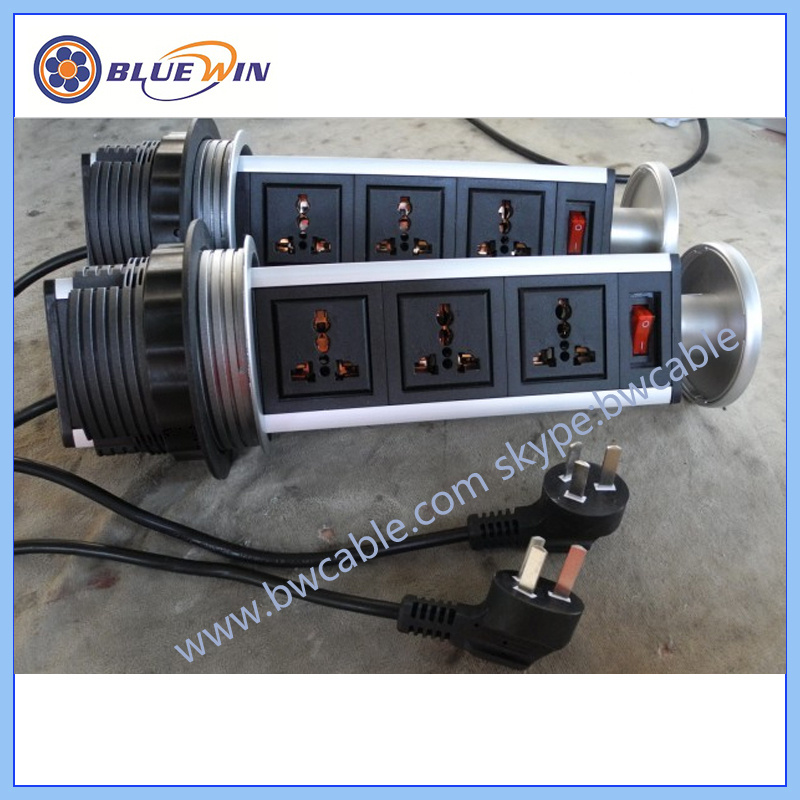 Pulling Desktop Socket with 3 Universal Power for Kitchen and Office