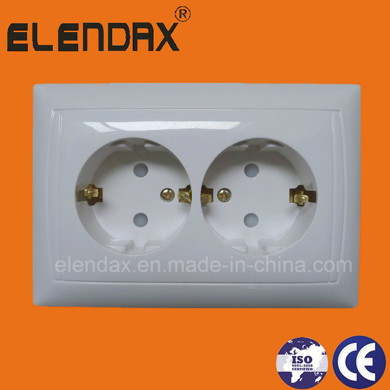 European Style Flush Mounted Double Shucko Socket Outlet (F6210)
