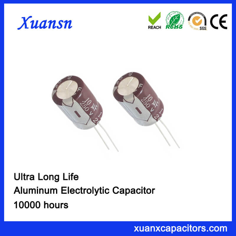 High Voltage 10000h 10UF 250V Capacitor Electrolytic
