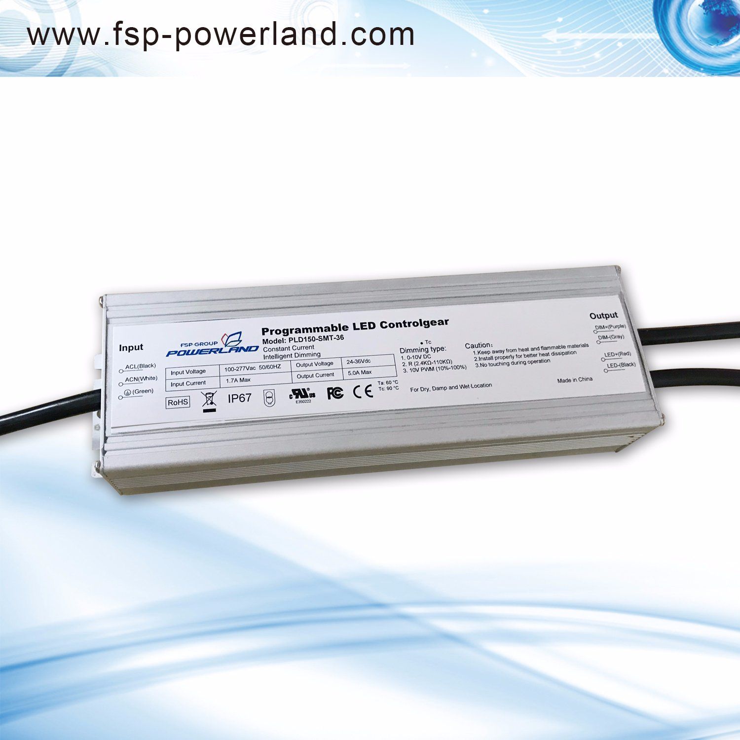 150W 5A 24~36V Outdoor Programmable Constant Current Waterproof LED Driver