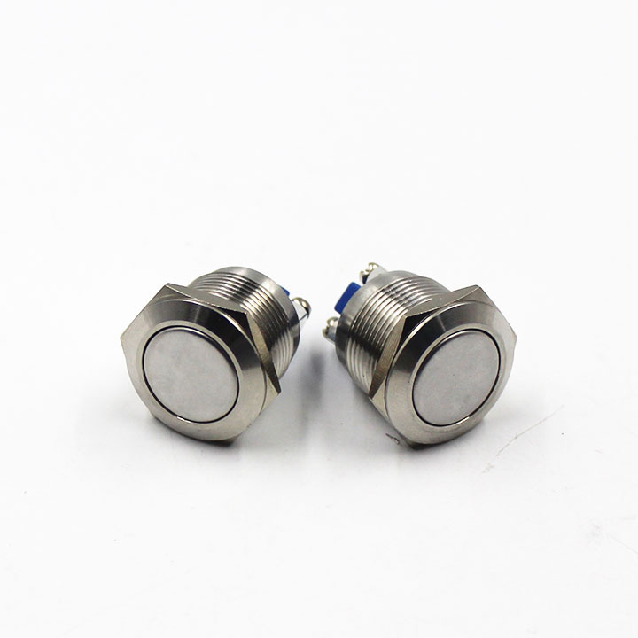 19mm Waterproof Flat Head Metal Push Button Switch