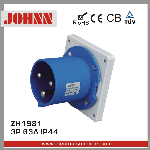 IP44 3p 63A Panel Mounted Plug for Industrial