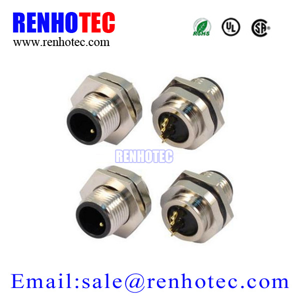 Solder Screw Type M12 2pin Panel Mount Connector