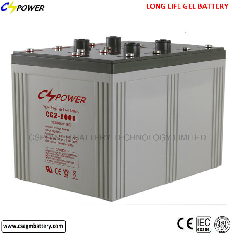 Supplier Long Life Rechargeable Gel Battery 2V2000ah for UPS