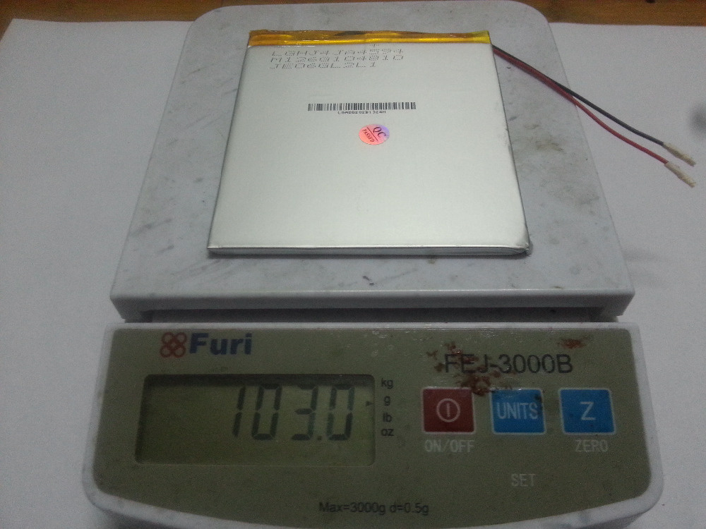 3.7V, 6000mAh, 4593105 Polymer Lithium Ion Battery