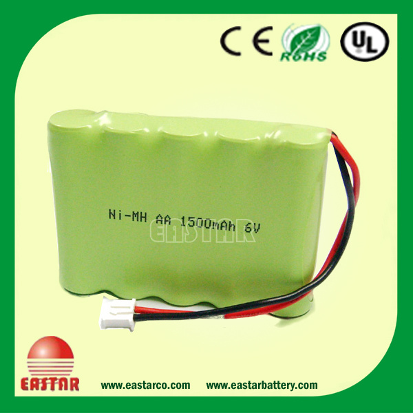 Top Quality Ni-MH Reachargeable Battery Pack 6V 1500 mAh AA