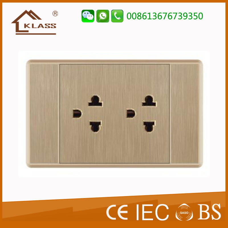 Golden PC Double 3 Pin Thailand Socket with Ce Certificate