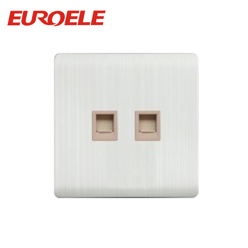 Long Life White 2 Gang Tel and Data Socket