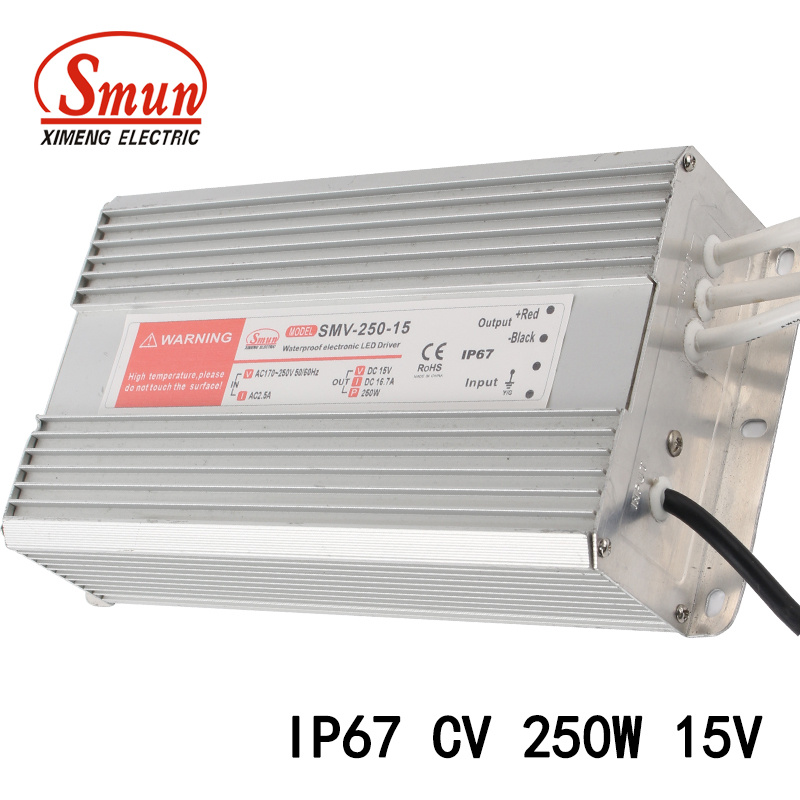 250W 15V 16.7A Constant Voltage IP67 Waterproof Switching Power Supply