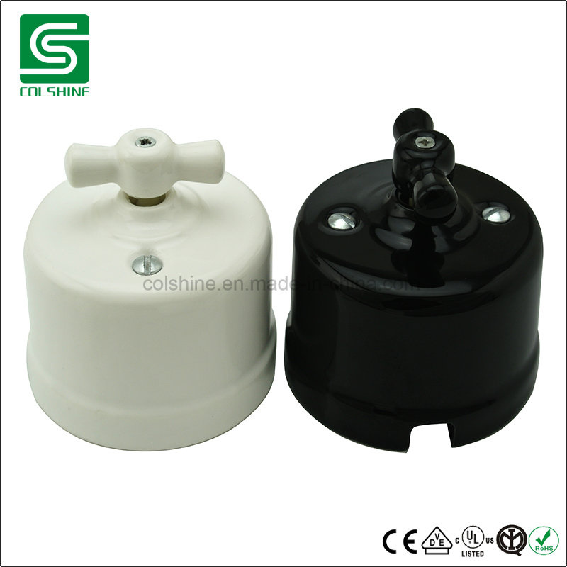 Antiquated Vintage Rotary Porcelain Ceramic Switch and Socket