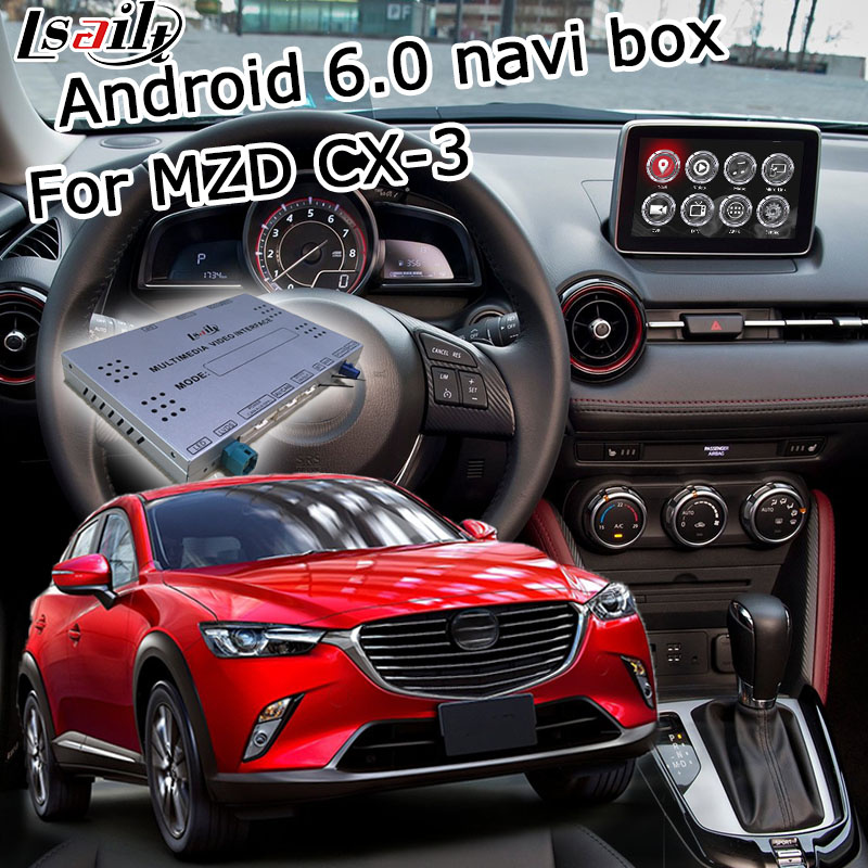Android 6.0 GPS Navigation Box for Mazda Cx-3 Mzd Connect Video Interface Knob Control Waze