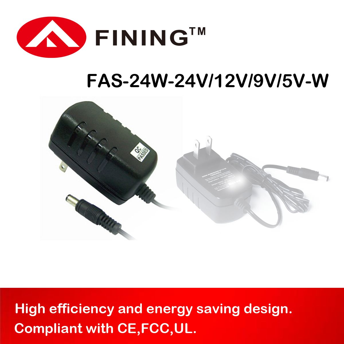12V2A24W Wall Mounted Power Supply Adapter with UL/Ce/FCC