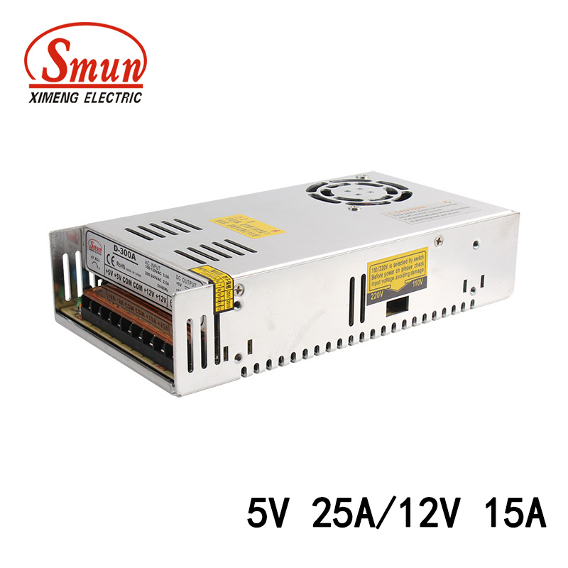 D-300A 5VDC 25A and 12V 15A Dual Output Power Supply