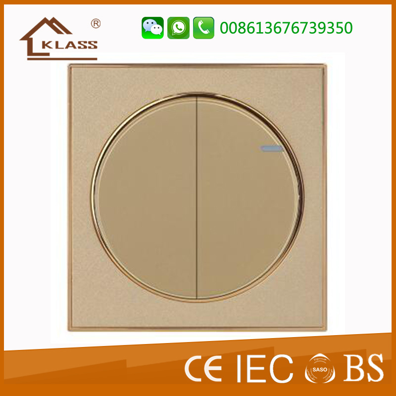 2 Gang Wall Switch with Golden Ring