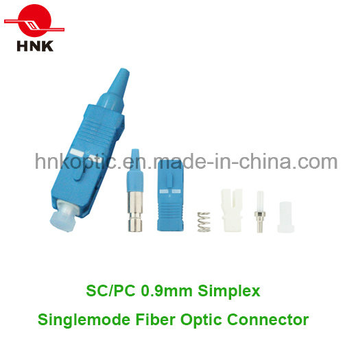 Sc PC 0.9mm Simplex Singlemode Fiber Optic Connector