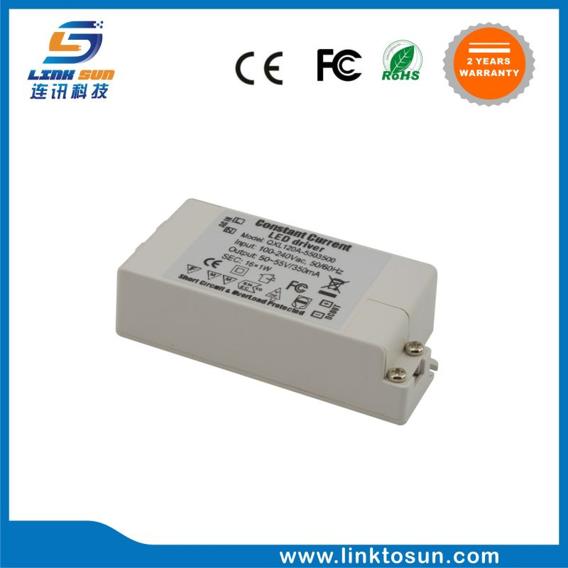 High PF Constant Current 16*1W 50-55V 0.35A LED Driver with 2 Years Warranty