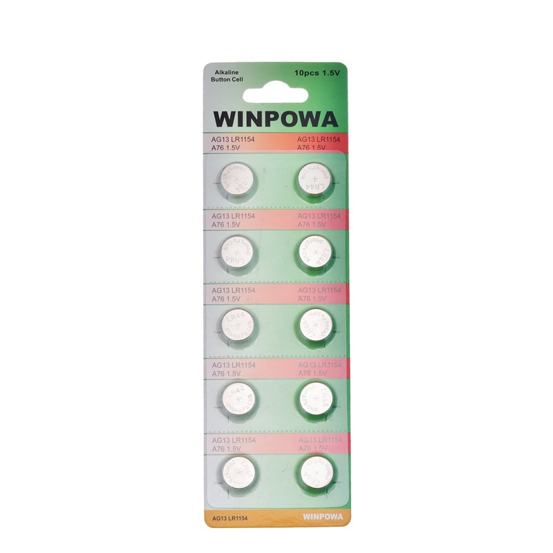 Customized Label Alkaline Lr44 1.5V Coin Cell Battery