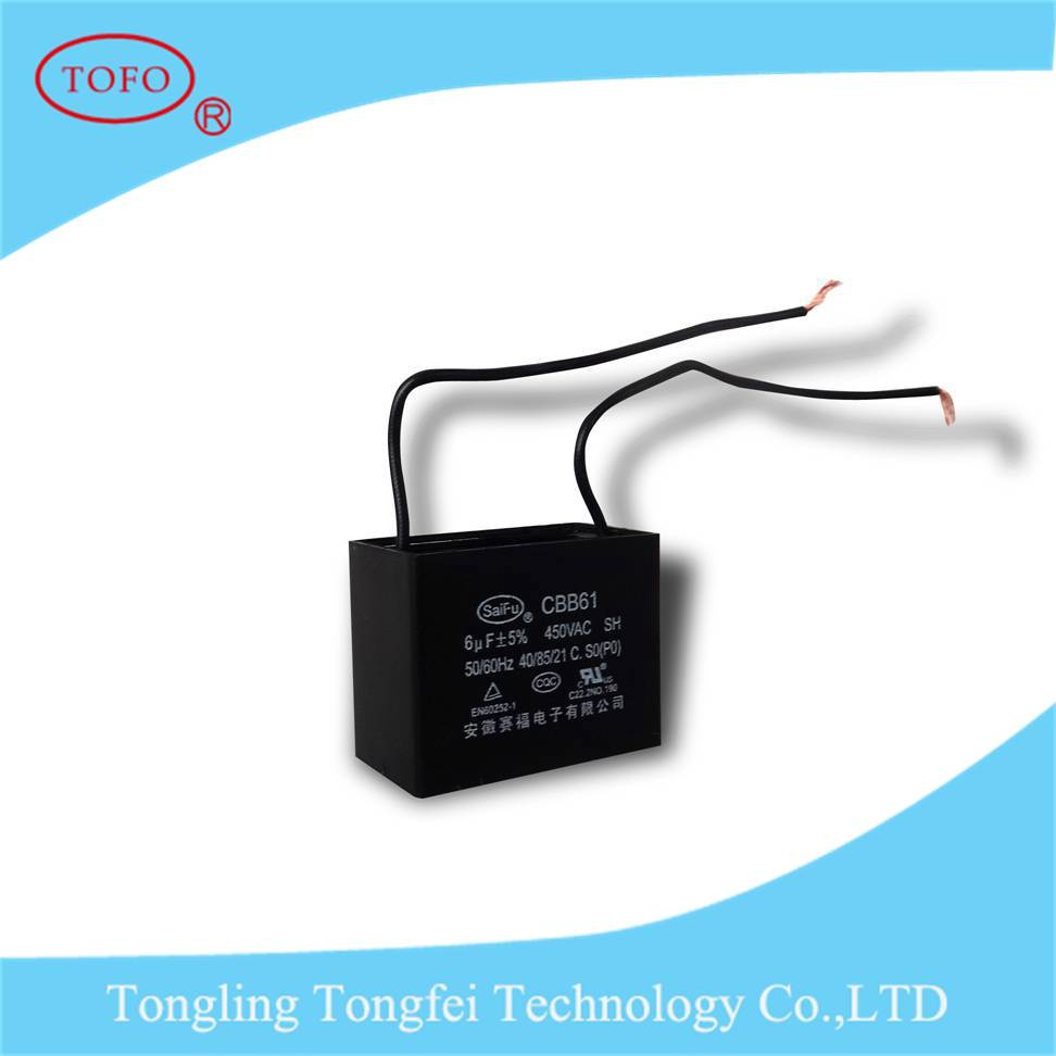 Cbb61 Fan Capacitor/Metalized Polypropylene Filmcapacitor