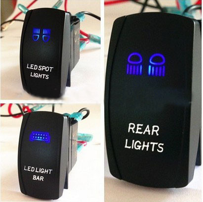 Two LED Color Lights Marine Car Rocker Switch