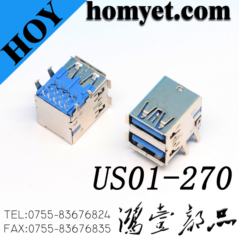 High Quality 3.0 Dual USB Socket a Tyoe USB Connector