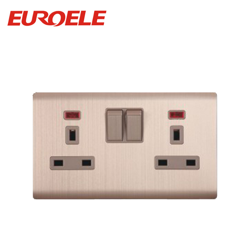 British Champagne Gold Color Aluminum 13A Switched Socket
