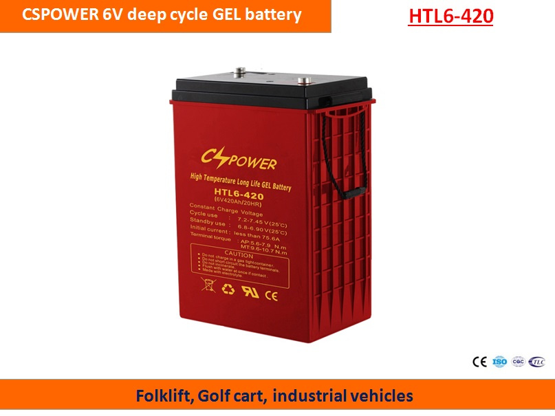 Cspower 6V420ah Deep Cycle Gel Battery for Golf Cart