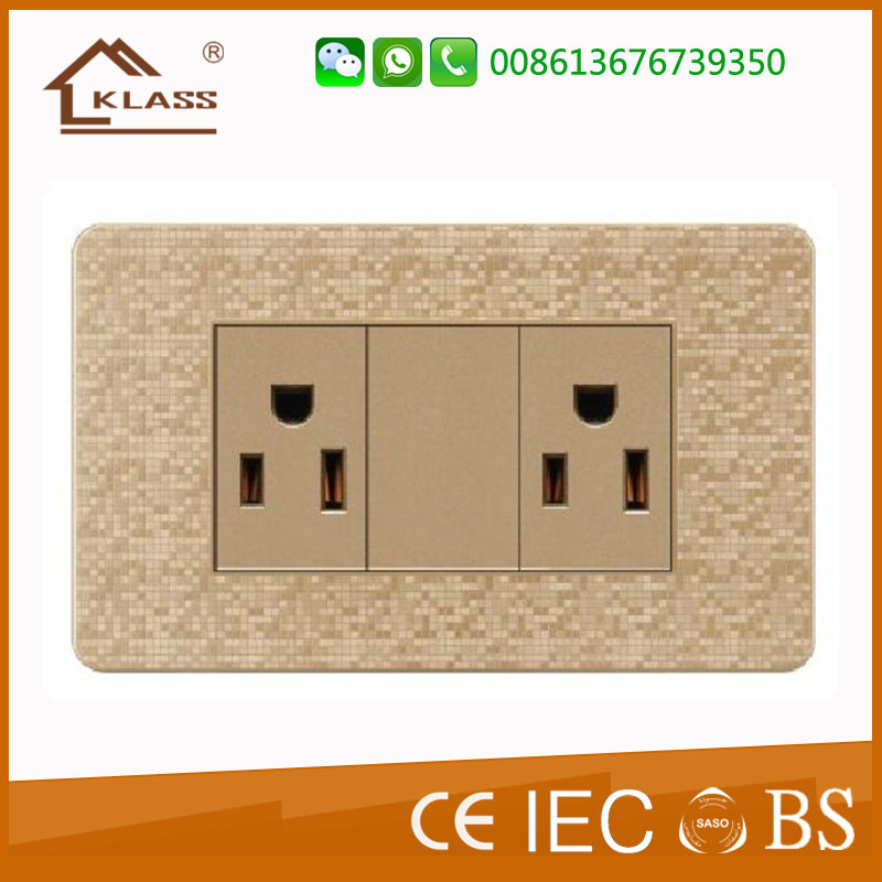 South American 2 Gang 3pin Wall Switch and Socket